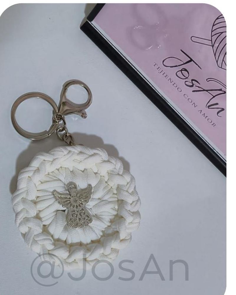 Detalle de tejido a crochet en trapillo, recuerdo artesanal JosAn